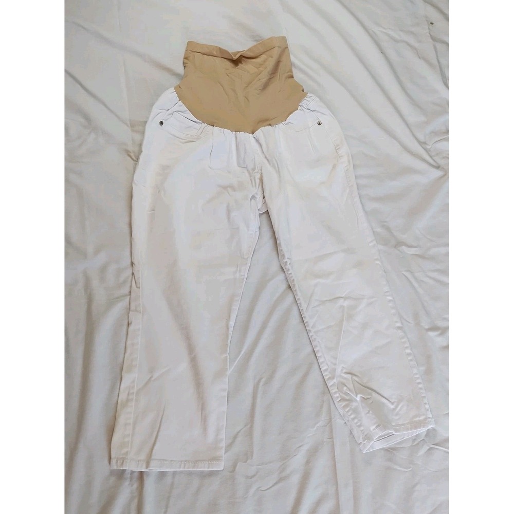 Oh Baby by Motherhood Size XL White Denim Capri Pants Maternity Crop